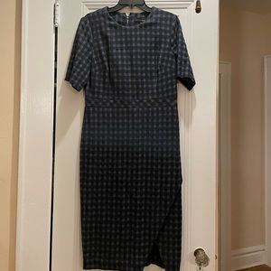 Banana Republic Navy Plaid Midi Dress